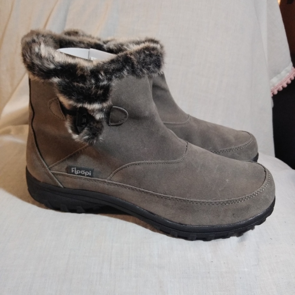 Floopi Gray Faux Suede All Weather Boots